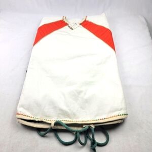 NWT Dillard's Trimsetter cram and orange multi color gem trim teal nautical rope